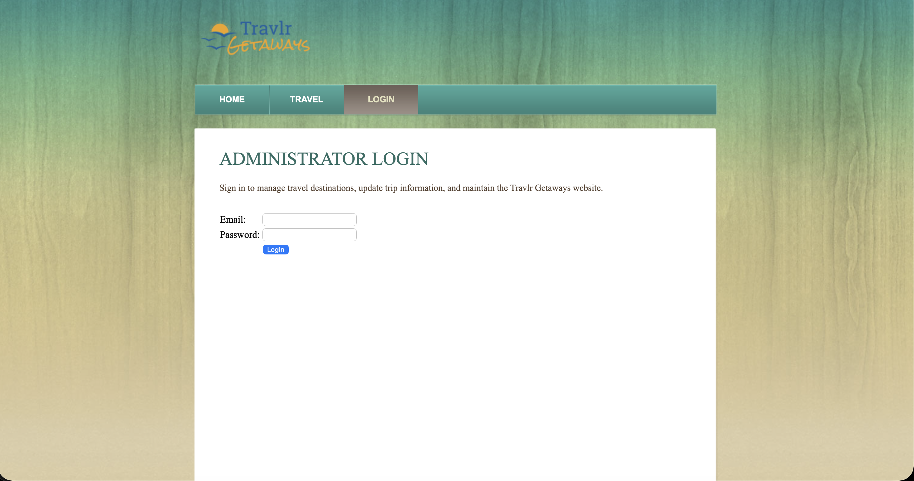 Travlr admin login